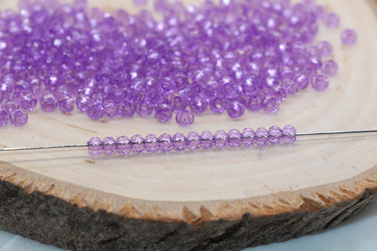 4mm Purple Transparent Faceted Rondelle Beads, Purple Faceted Acrylic Loose Beads, Bubblegum Beads, Bead for Bracelet #2865