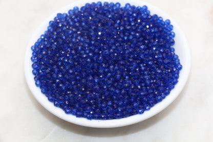 4mm Royal Blue Transparent Faceted Rondelle Beads, Blue Faceted Acrylic Loose Beads, Bubblegum Beads, Bead for Bracelet #2873