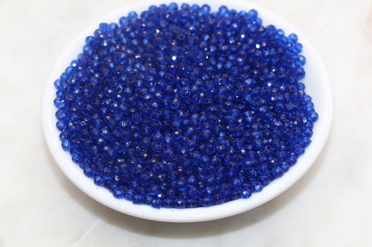 4mm Royal Blue Transparent Faceted Rondelle Beads, Blue Faceted Acrylic Loose Beads, Bubblegum Beads, Bead for Bracelet #2873