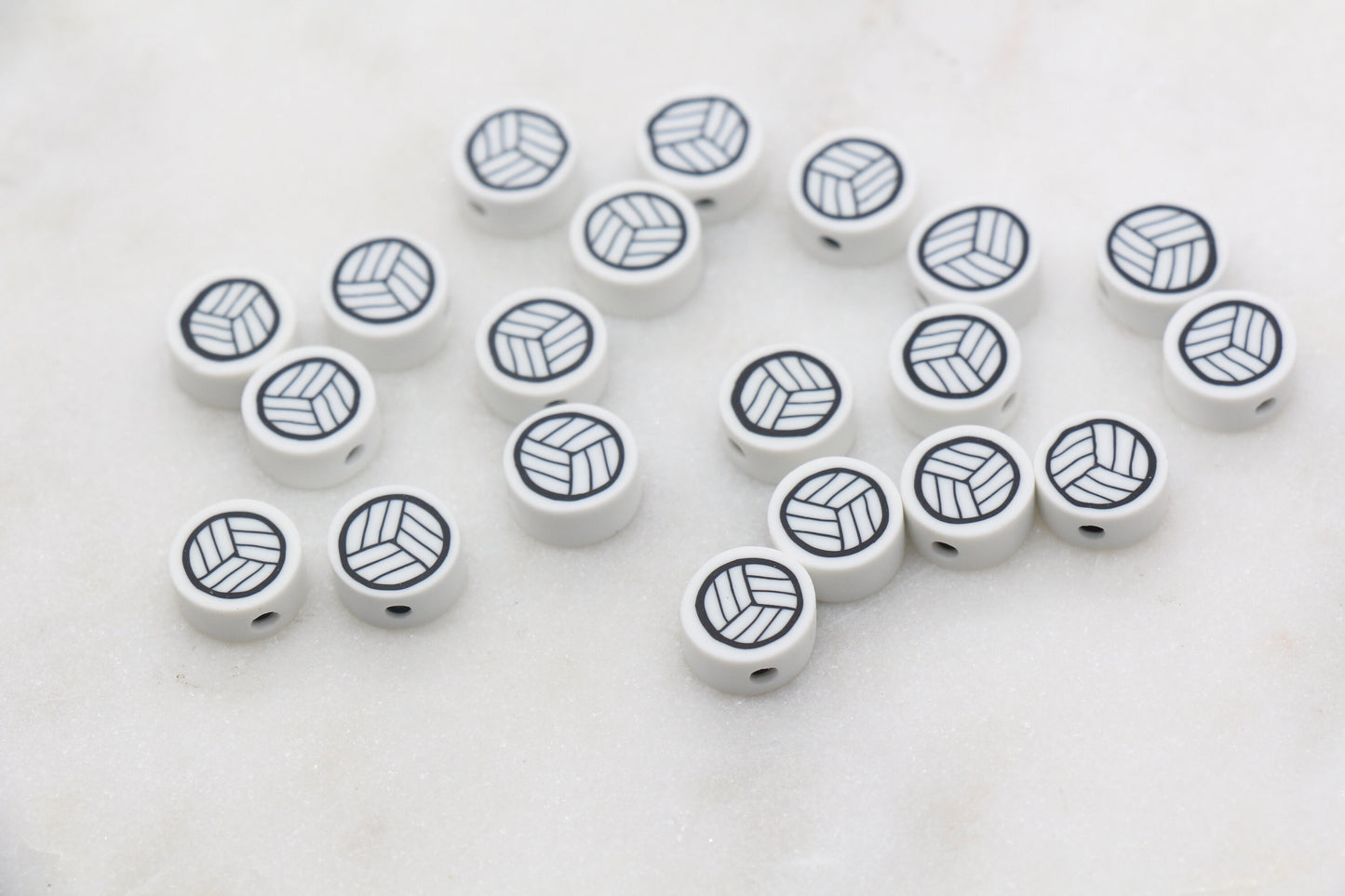 Volleyball Polymer Clay Beads, Sport Ball Beads, Kawaii Basketball Clay Beads, Sport Beads, Jewelry Beads #337