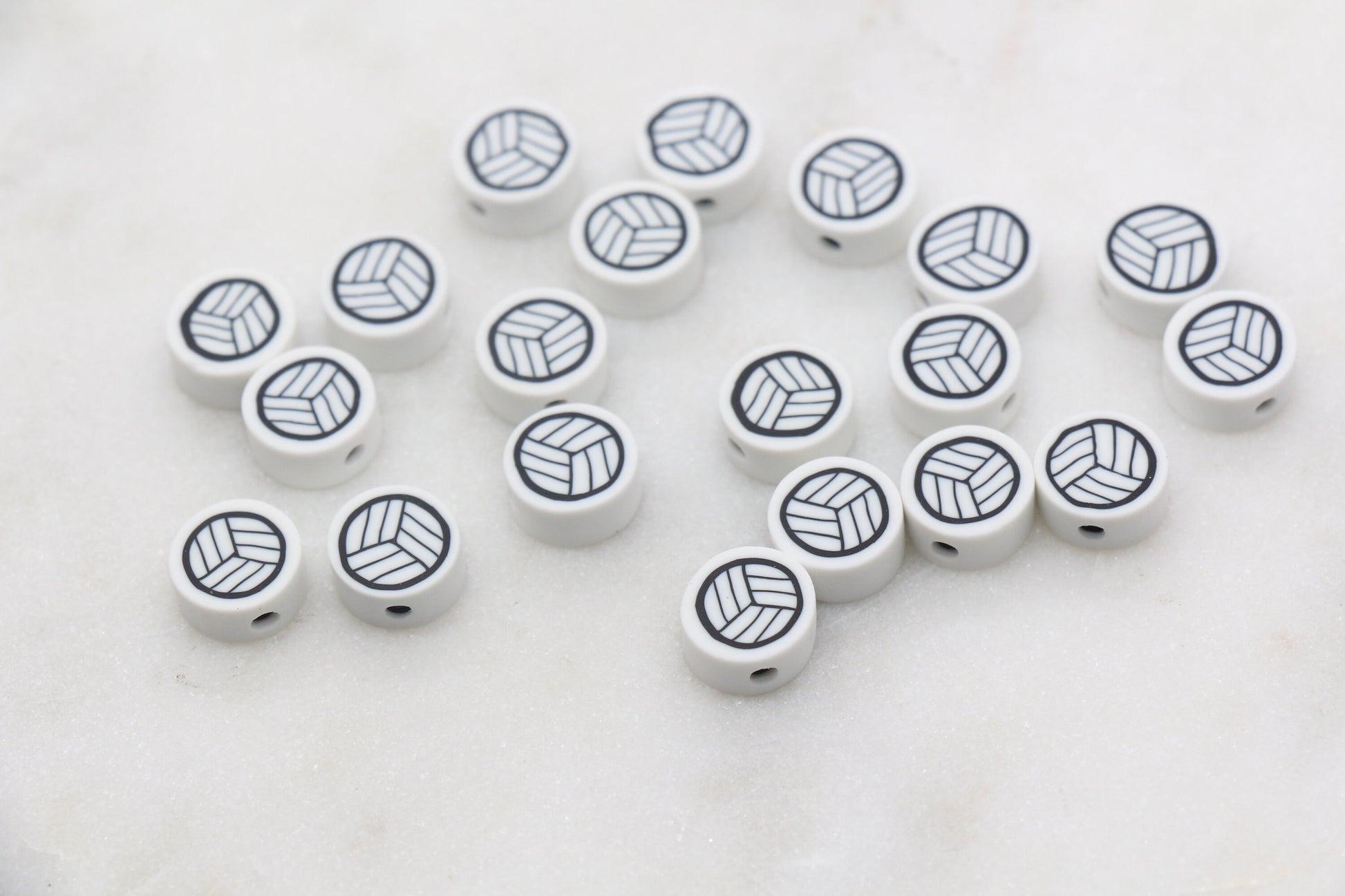 Volleyball Polymer Clay Beads, Sport Ball Beads, Kawaii Basketball Clay Beads, Sport Beads, Jewelry Beads #337