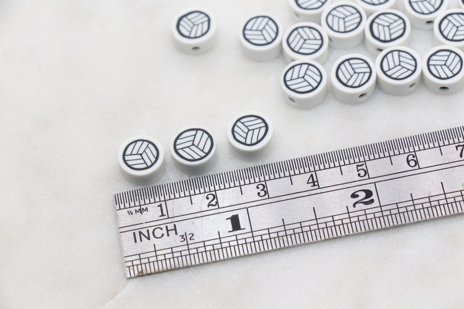 Volleyball Polymer Clay Beads, Sport Ball Beads, Kawaii Basketball Clay Beads, Sport Beads, Jewelry Beads #337