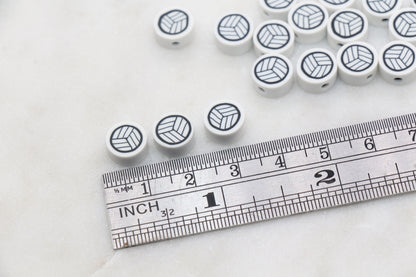 Volleyball Polymer Clay Beads, Sport Ball Beads, Kawaii Basketball Clay Beads, Sport Beads, Jewelry Beads #337