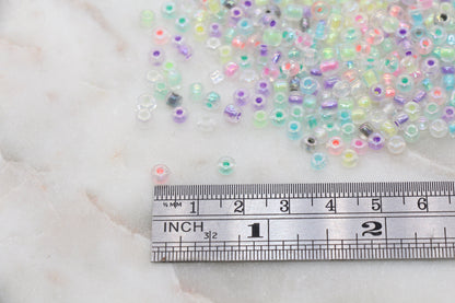GLOW Glass Beads, 4mm 6/0 Glass Beads, Glow in Dark Transparent Beads with Mix Color Lining Beads, Rocailles Beads, Beading Supplies #2496
