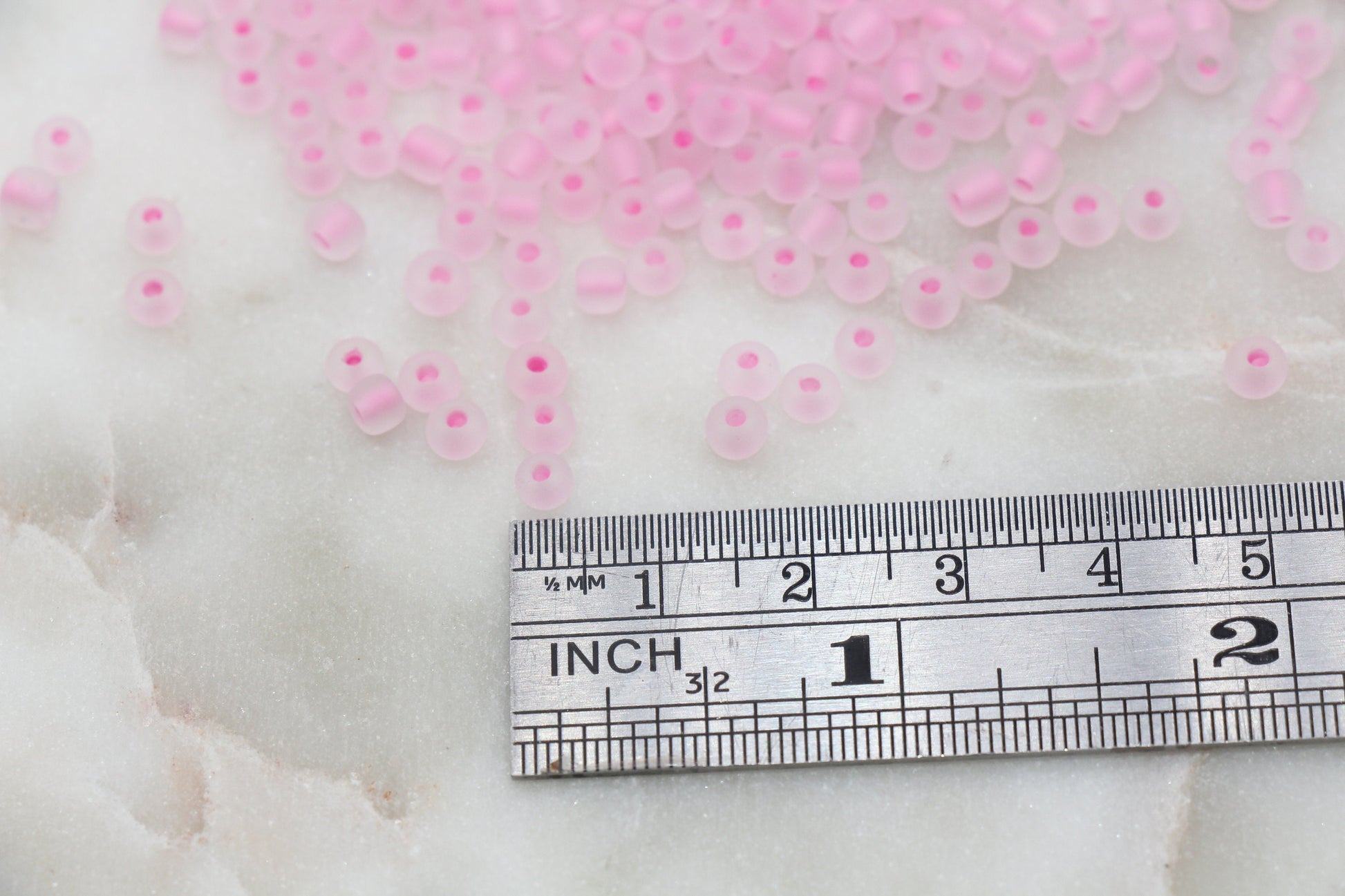 GLOW Matte Glass Beads, 4mm 6/0 Glass Beads, Glow in Dark Frosted Pink Seed Beads, Rocailles Beads, Beading Supplies #2306