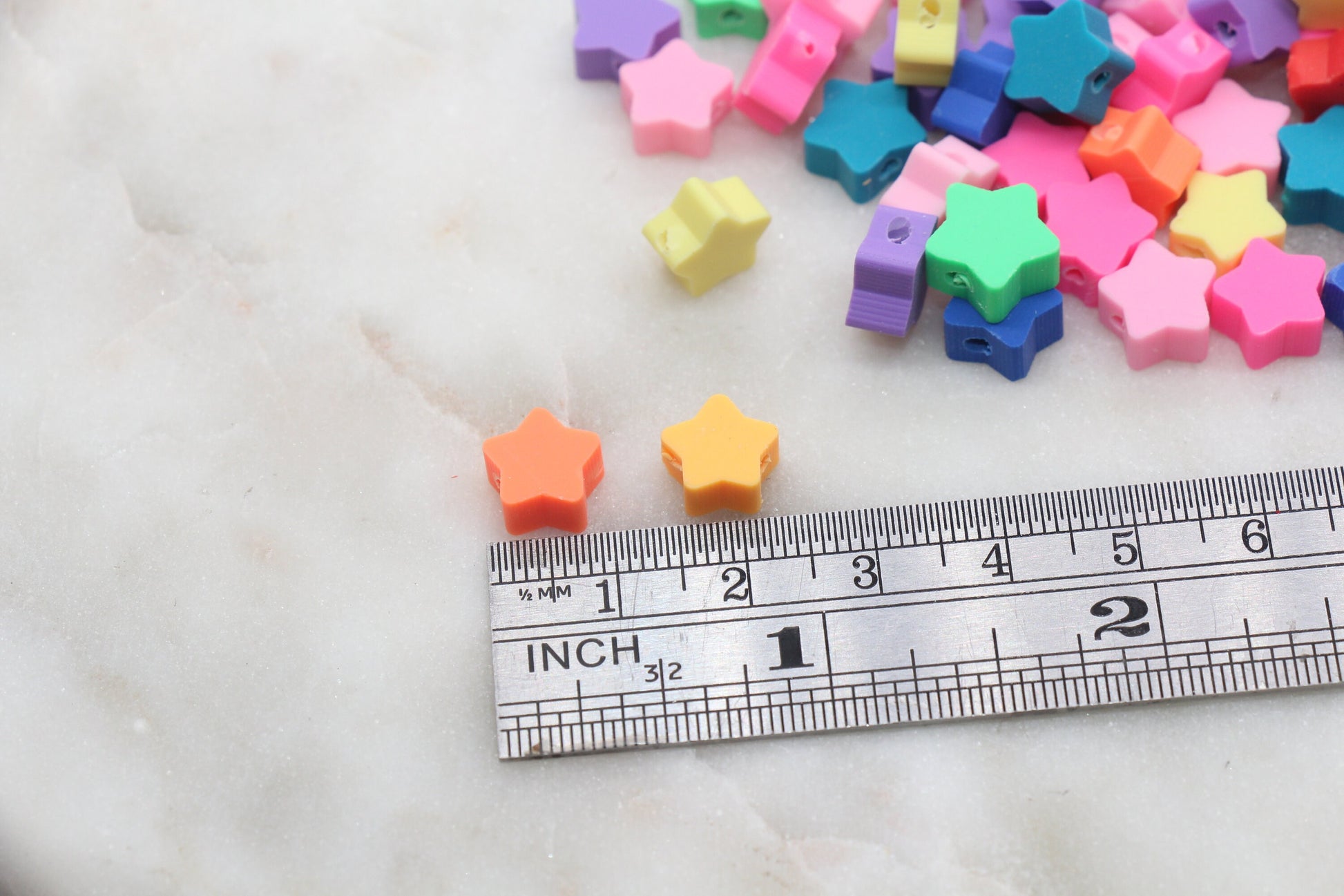 Star Polymer Clay Beads, Multicolored Star Fimo Cane Beads, Assorted Star Shape Beads, Rainbow Star Slice Beads #25