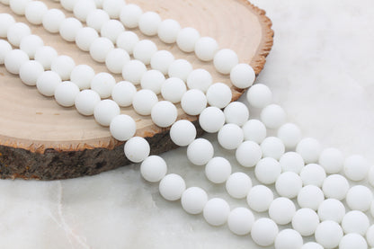 Matte Porcelain Round Beads, Frosted White Round Porcelain Beads, White Round Loose Bead, Jewelry Making Wholesale Beads, 6mm 8mm 10mm #251