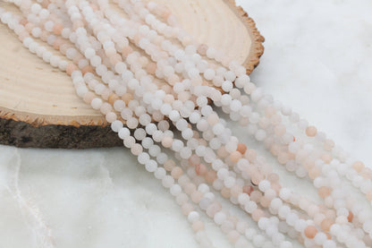 Frosted Pink Aventurine Beads, Peach Aventurine Beads, Matte Gemstone Smooth Round Beads, Size 4mm 6mm 8mm 10mm, Full Strand #252