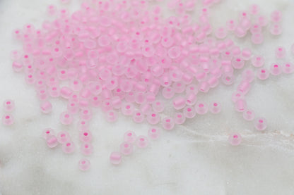 GLOW Matte Glass Beads, 4mm 6/0 Glass Beads, Glow in Dark Frosted Pink Seed Beads, Rocailles Beads, Beading Supplies #2306