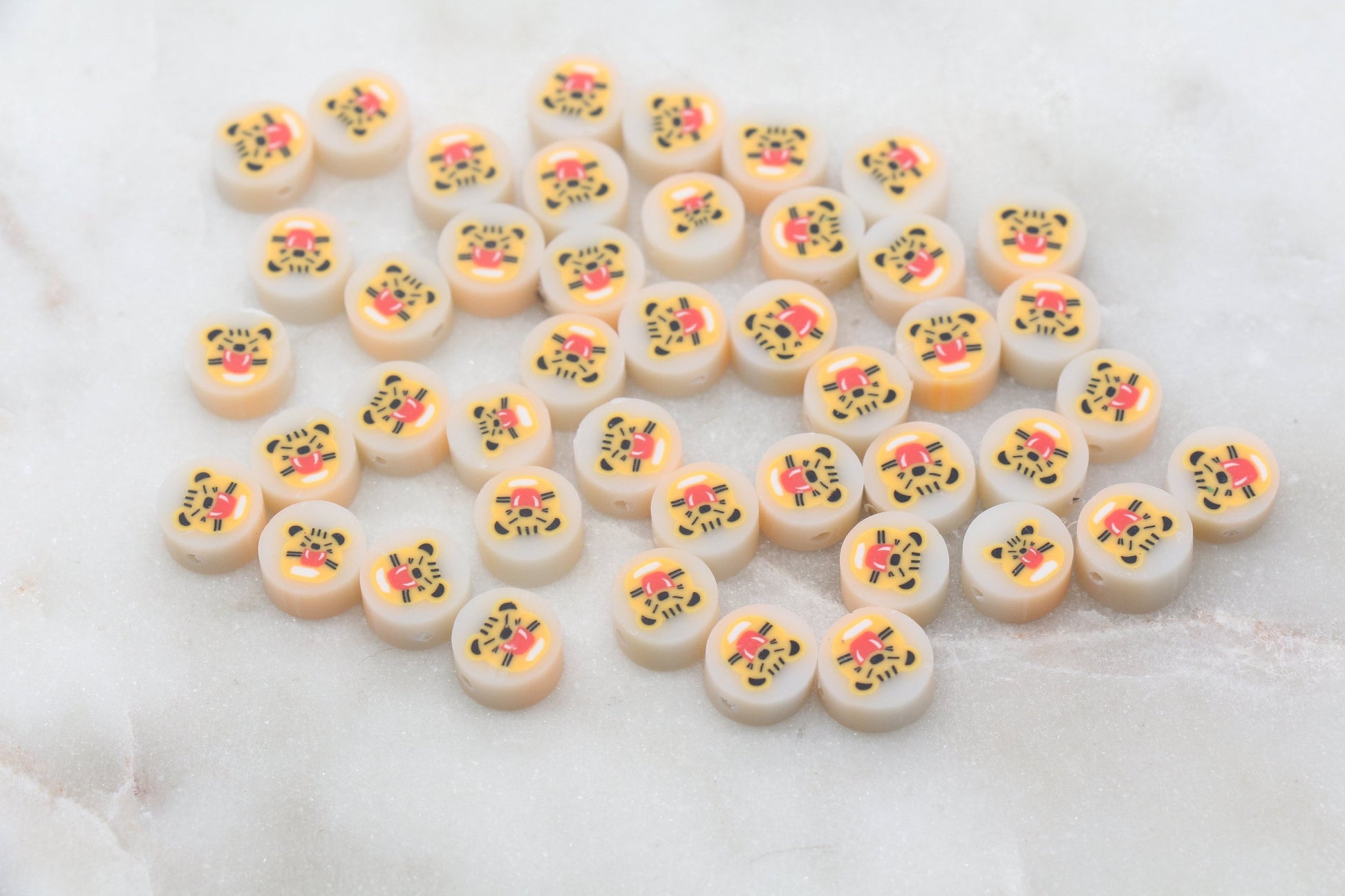Kawaii Tiger Polymer Clay Beads, Animal Themed Clay Beads, Beads for Bracelet, Jewelry Beads #360