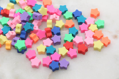 Star Polymer Clay Beads, Multicolored Star Fimo Cane Beads, Assorted Star Shape Beads, Rainbow Star Slice Beads #25