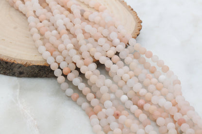 Frosted Pink Aventurine Beads, Peach Aventurine Beads, Matte Gemstone Smooth Round Beads, Size 4mm 6mm 8mm 10mm, Full Strand #252