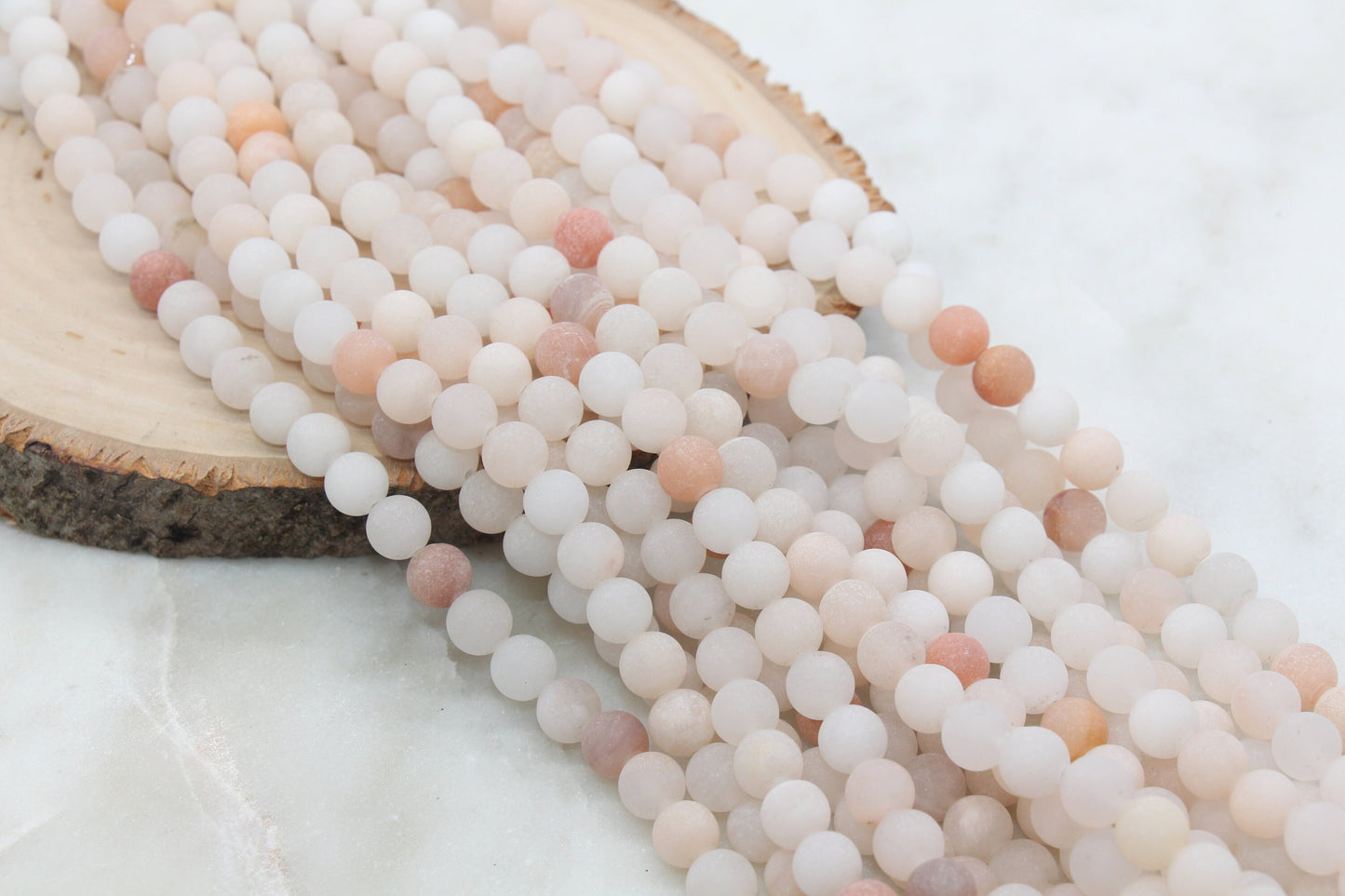 Frosted Pink Aventurine Beads, Peach Aventurine Beads, Matte Gemstone Smooth Round Beads, Size 4mm 6mm 8mm 10mm, Full Strand #252
