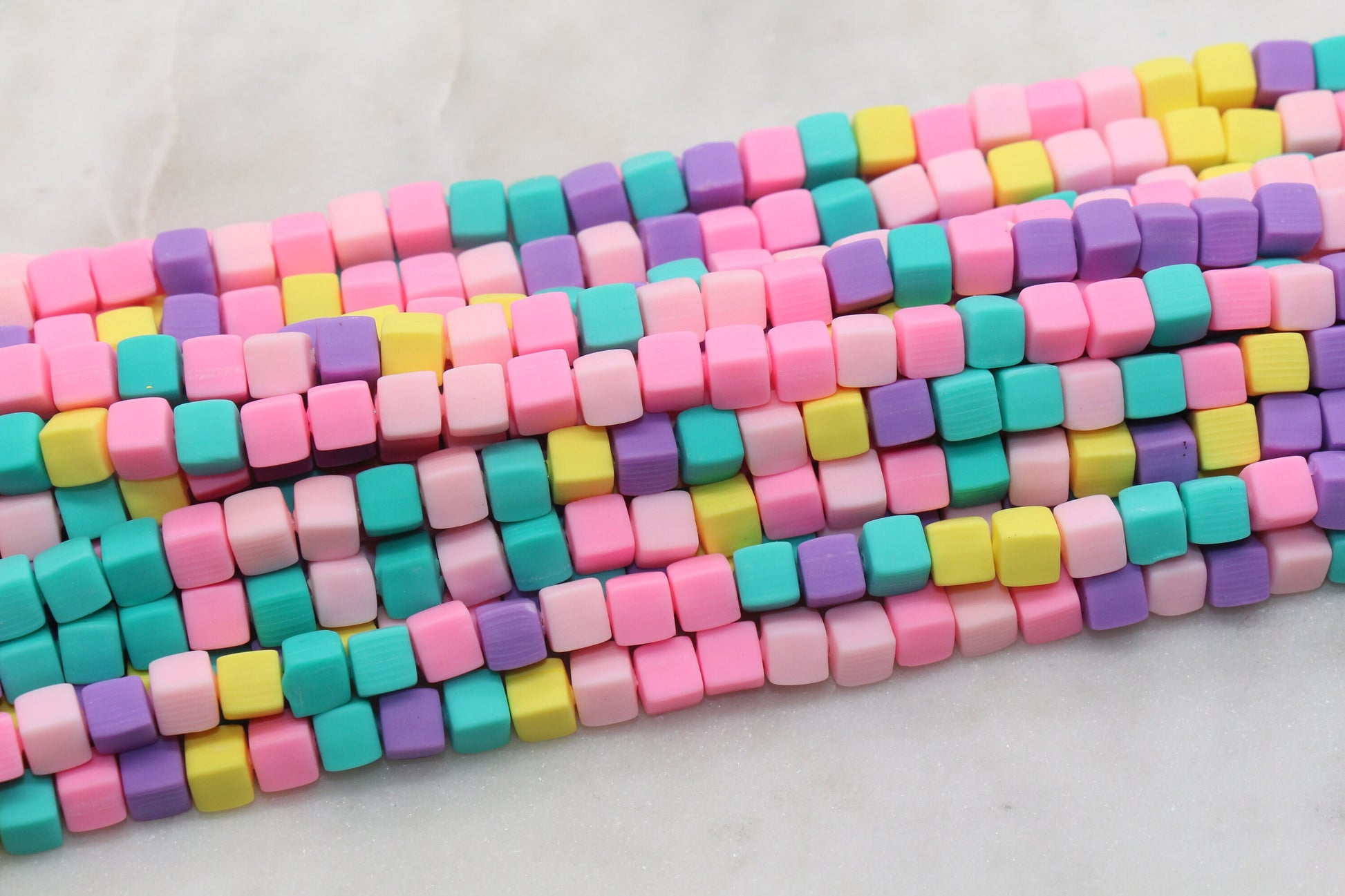 6mm Cube Polymer Clay Beads, Mix Color Heishi Beads, Rainbow Mix Square Clay Beads, Jewelry Beads, Bead for Bracelet #114