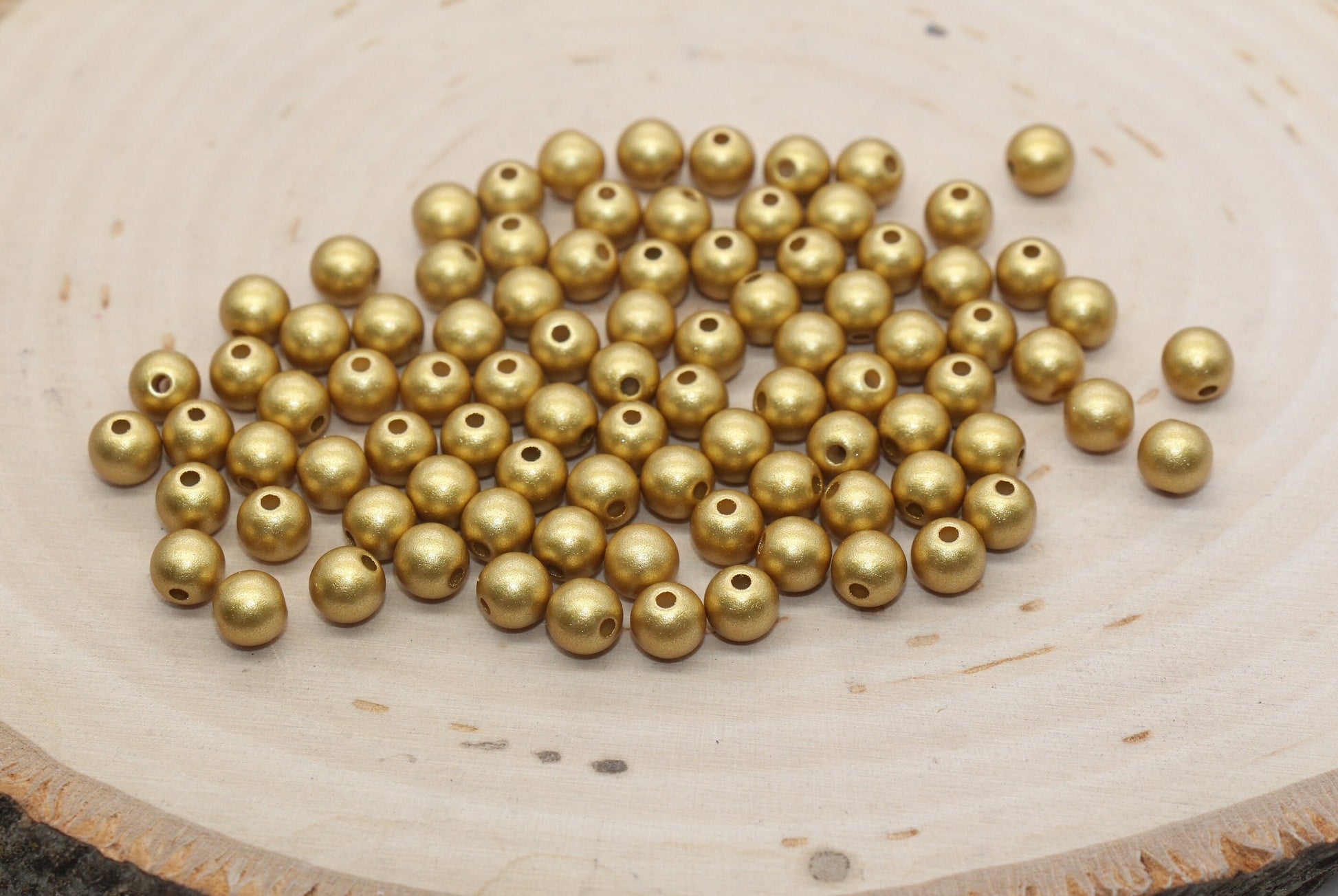 6mm Matte Gold Beads, Round Acrylic Loose Beads, Bubblegum Beads, Chunky Beads, #2895