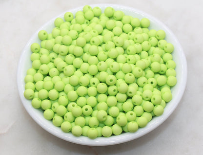 6mm Matte Light Green Gumball Beads, Round Acrylic Loose Beads, Solid Bubblegum Beads, Chunky Beads, Round Plastic Beads #82