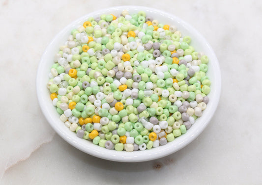 Mix Green Glass Seed Beads, 4mm 6/0 Glass Round Seed Beads, Mix Multicolor Seed Beads, Rocailles Beads, Beading Supplies #2906