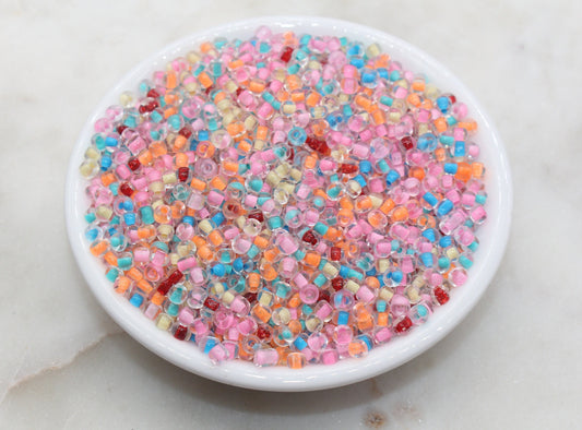 Mix Lined Glass Seed Beads, 4mm 6/0 Glass Seed Beads, Mix Multicolor Seed Beads, Rocailles Beads, Beading Supplies #2912