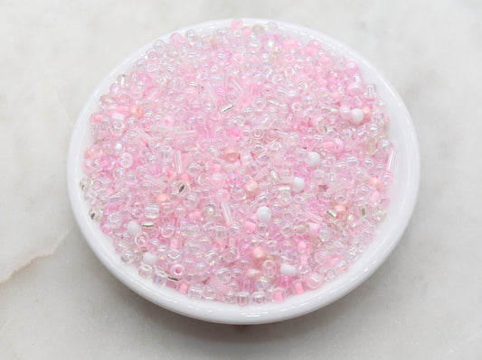 Mix Pink Glass Seed Beads, 4mm 6/0 Glass Round Seed Beads, Mix Multicolor Seed Beads, Rocailles Beads, Valentine's Themed Beads #2913