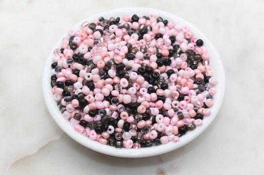Mix Pink Glass Seed Beads, 4mm 6/0 Glass Round Seed Beads, Mix Multicolor Seed Beads, Rocailles Beads, Valentine's Themed Beads #2915