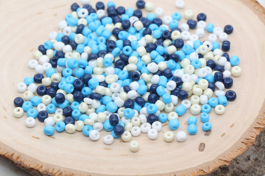 Mix Glass Seed Beads, 4mm 6/0 Glass Seed Beads, Blue and White Mix Seed Beads, Rocailles Beads, Beading Supplies, Bracelet Glass Beads #2929