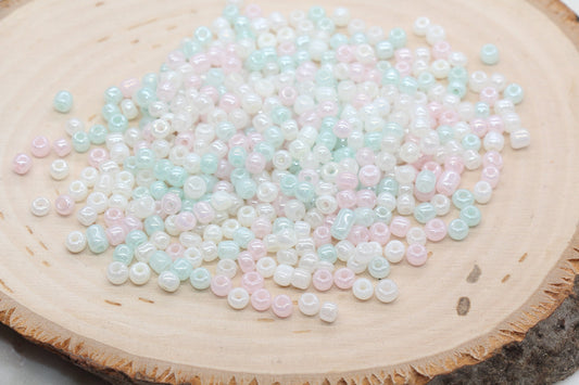 Mix Creamy Pastel Glass Seed Beads, 4mm 6/0 Glass Seed Beads, Multicolor Seed Beads, Rocailles Beads, Beading Supplies, Bracelet Beads #2936