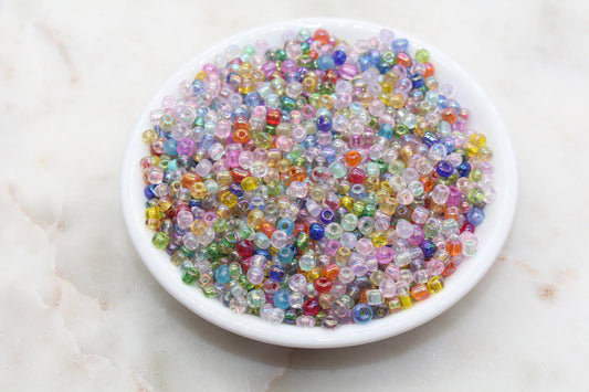 Mix Iridescent Glass Seed Beads, 4mm 6/0 Glass Seed Beads, Multicolor Seed Beads, Rocailles Beads, Beading Supplies, Bracelet Beads #2954