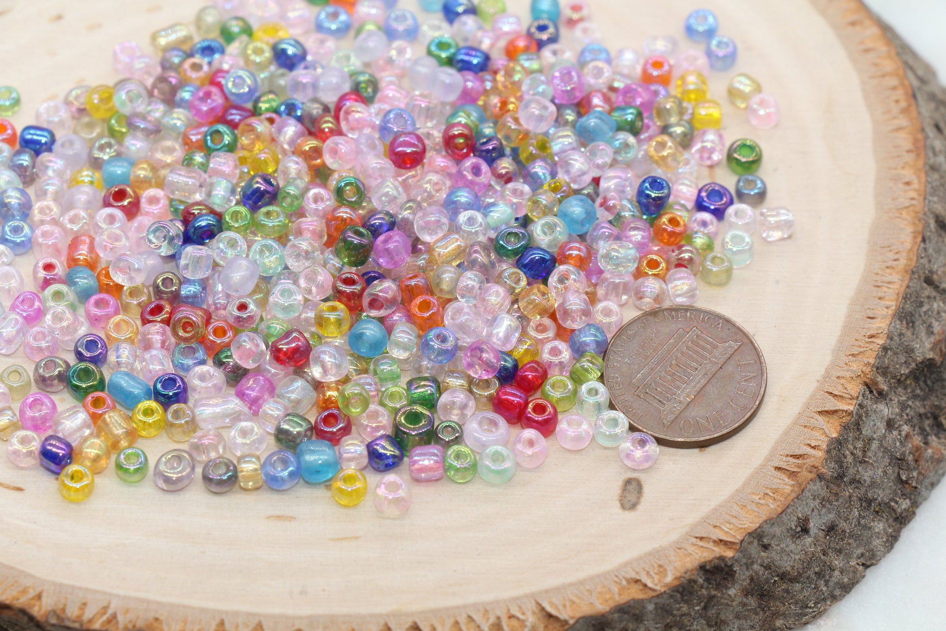 Mix Iridescent Glass Seed Beads, 4mm 6/0 Glass Seed Beads, Multicolor Seed Beads, Rocailles Beads, Beading Supplies, Bracelet Beads #2954