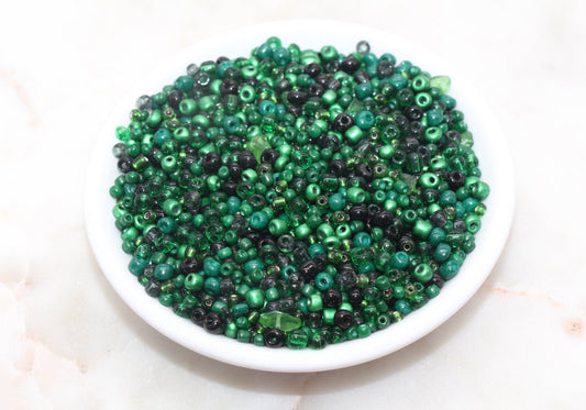 Mix Green Glass Seed Beads, 3mm-5mm Mix Glass Seed Beads, Green Seed Beads, Rocailles Beads, Beading Supplies, Bracelet Glass Beads #2957