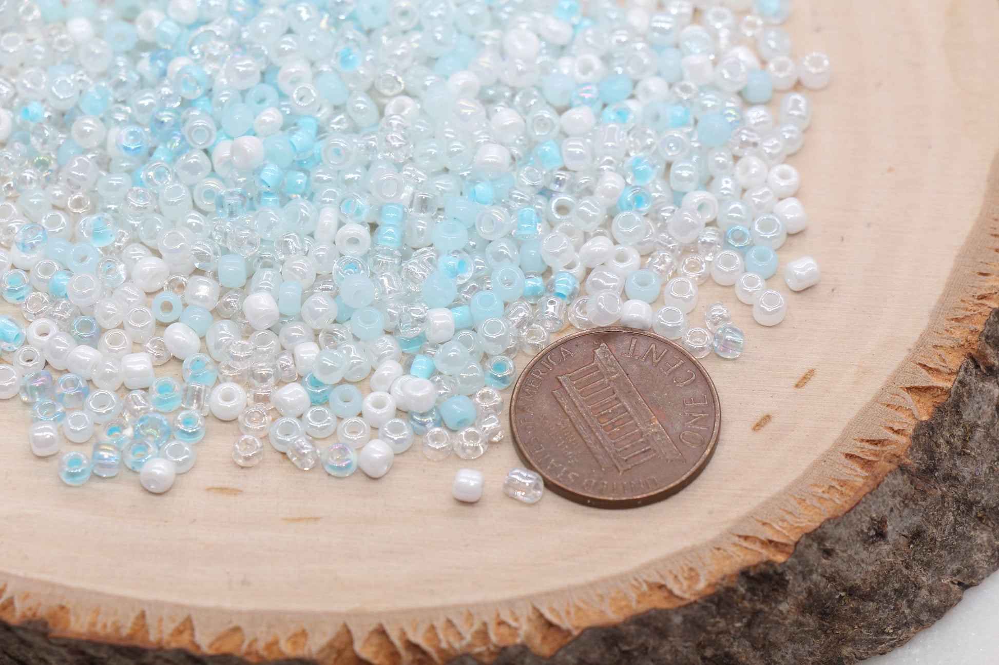 Mix Glass Seed Beads, 3mm Mix Glass Seed Beads, Mix Blue and White Seed Beads, Rocailles Beads, Beading Supplies, Bracelet Beads #2960