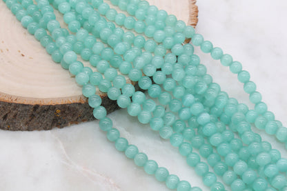 Seafoam Green Cat Eye Beads, Smooth Round Beads, Size 6mm 8mm 10mm 12mm, Full Strand 15.5 inch, #253