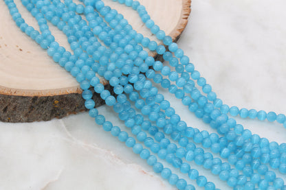Blue Cat Eye Beads, Smooth Round Beads, Size 4mm 6mm 8mm 10mm 12mm, Full Strand 15.5 inch, #254