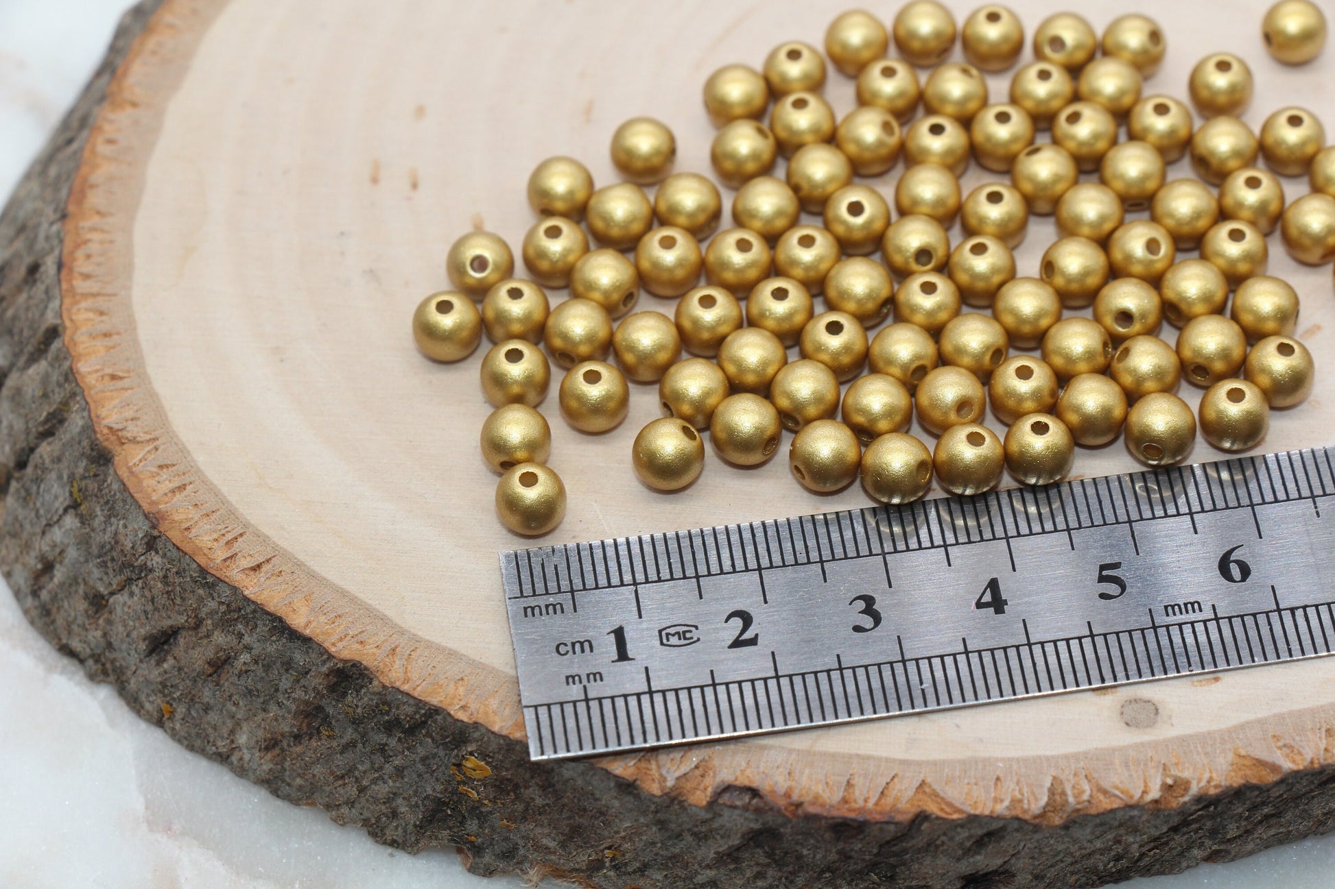6mm Matte Gold Beads, Round Acrylic Loose Beads, Bubblegum Beads, Chunky Beads, #2895