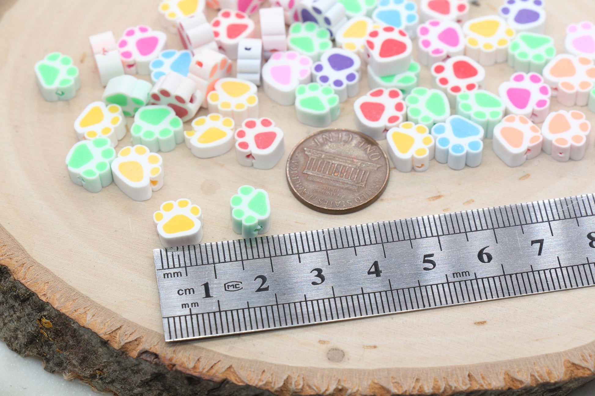 Paw Print Polymer Clay Beads, Dog Paw Beads, Paw Clay Beads, Dog Paw Print Clay Beads, Paw Animal Beads, Jewelry Beads #47