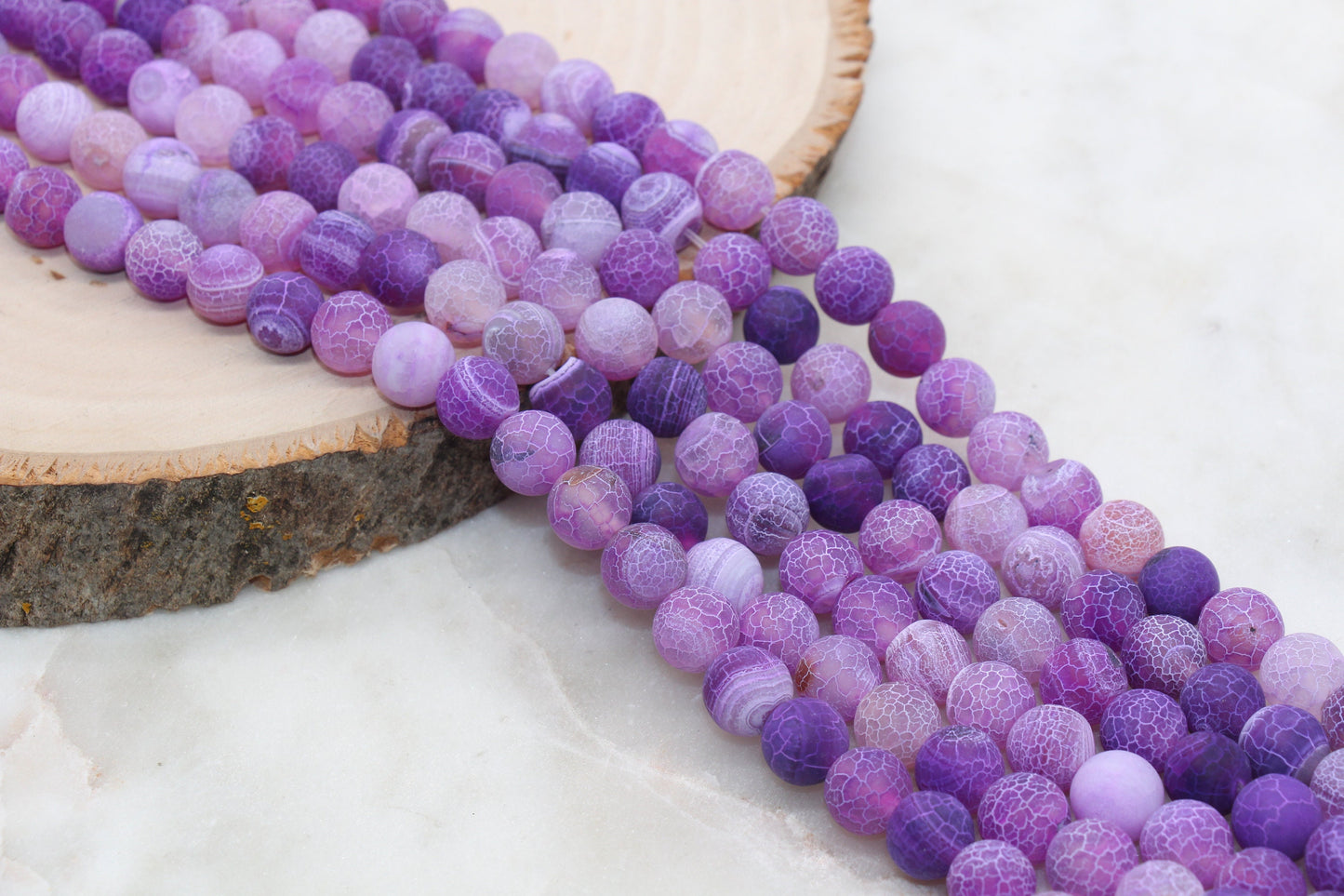 Purple Crackle Agate, Frosted Agate Beads, Matte Round Gemstone Beads, Size 4mm 6mm 8mm 10mm 12mm, Full Strand #112