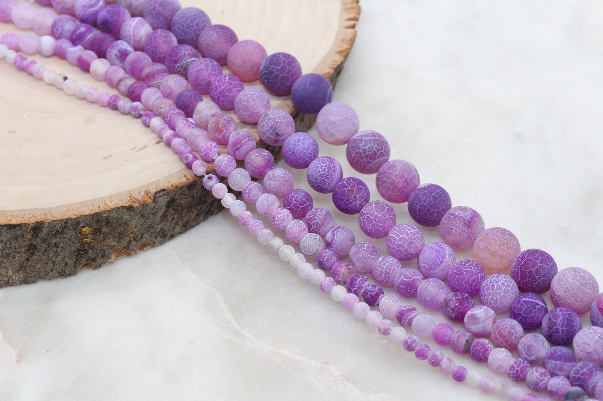 Purple Crackle Agate, Frosted Agate Beads, Matte Round Gemstone Beads, Size 4mm 6mm 8mm 10mm 12mm, Full Strand #112