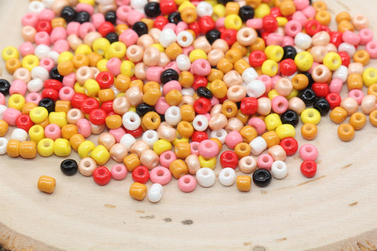 Mix Glass Seed Beads, 4mm 6/0 Glass Seed Beads, Mix Multicolor Seed Beads, Rocailles Beads, Beading Supplies, Bracelet Glass Beads #2925