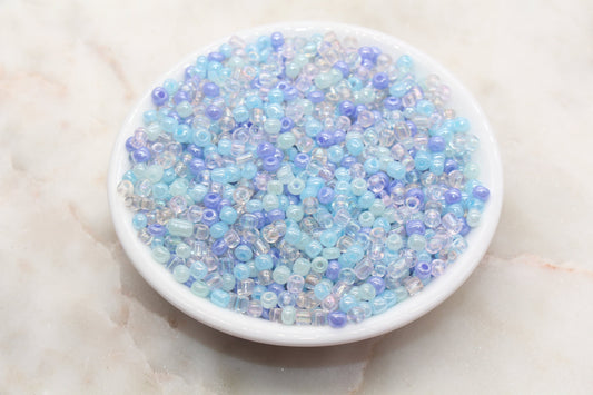 Mix Creamy Blue Glass Seed Beads, 4mm 6/0 Glass Seed Beads, Multicolor Seed Beads, Rocailles Beads, Beading Supplies, Bracelet Beads #2928