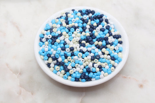 Mix Glass Seed Beads, 4mm 6/0 Glass Seed Beads, Blue and White Mix Seed Beads, Rocailles Beads, Beading Supplies, Bracelet Glass Beads #2929