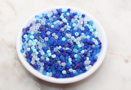 Mix Matte Blue Glass Seed Beads, 4mm 6/0 Glass Seed Beads, Mix Frosted Seed Beads, Rocailles Beads, Beading Supplies, Bracelet Beads #2934