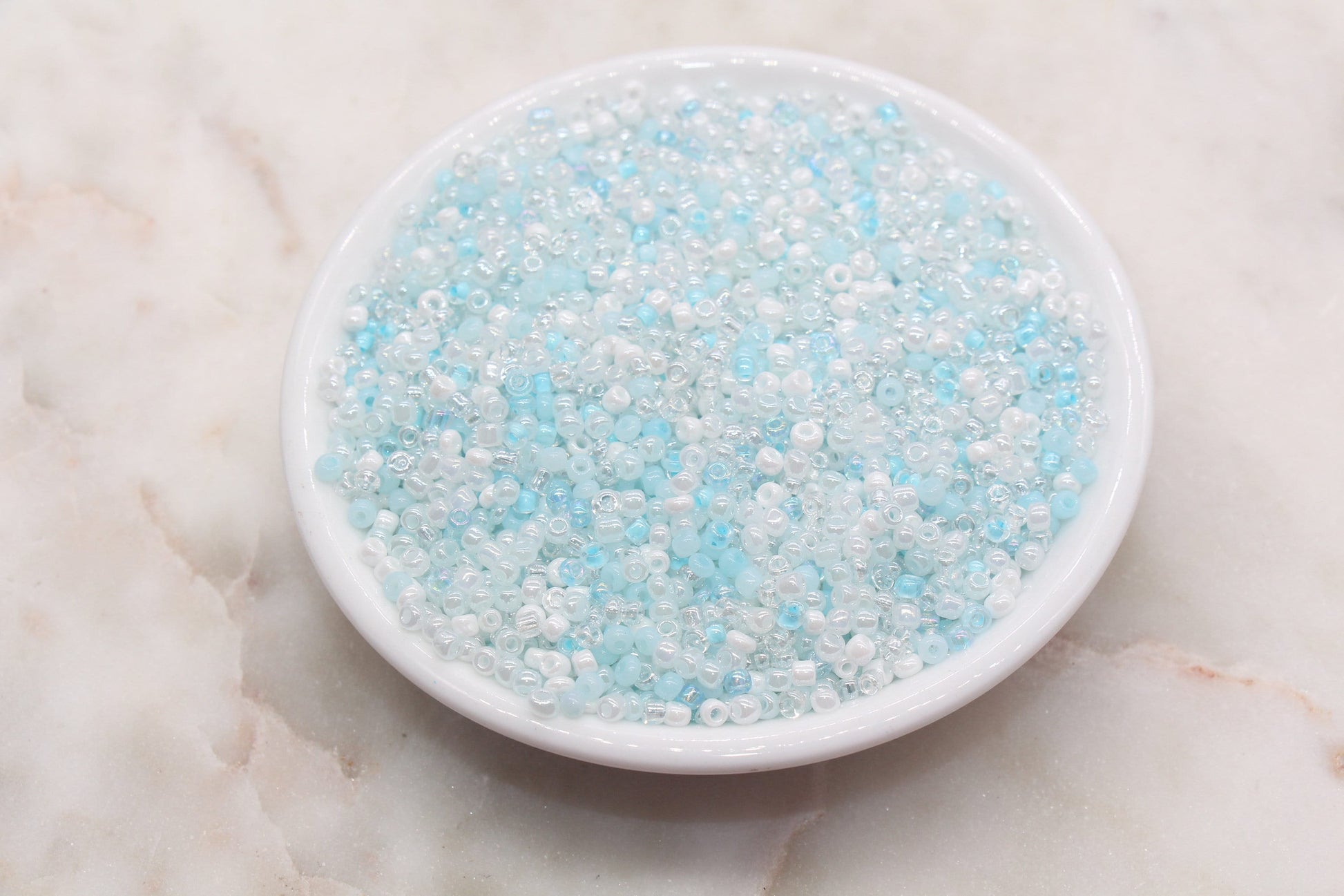 Mix Glass Seed Beads, 3mm Mix Glass Seed Beads, Mix Blue and White Seed Beads, Rocailles Beads, Beading Supplies, Bracelet Beads #2960