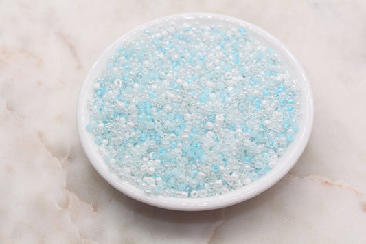 Mix Glass Seed Beads, 3mm Mix Glass Seed Beads, Mix Blue and White Seed Beads, Rocailles Beads, Beading Supplies, Bracelet Beads #2960