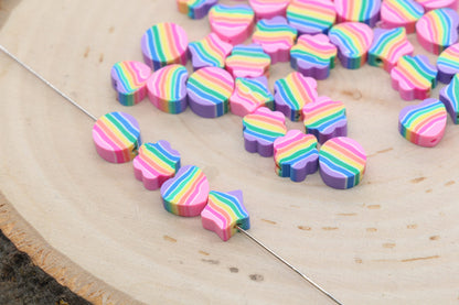 Star Heart Flower Round Mix Shapes Polymer Clay Beads, Star Shape Clay Beads, Loose Beads, Jewelry Beads, Beads for Bracelet #398