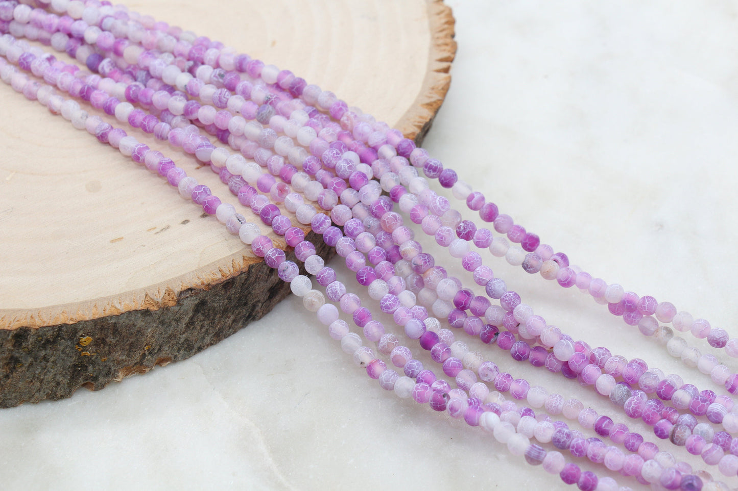 Purple Crackle Agate, Frosted Agate Beads, Matte Round Gemstone Beads, Size 4mm 6mm 8mm 10mm 12mm, Full Strand #112
