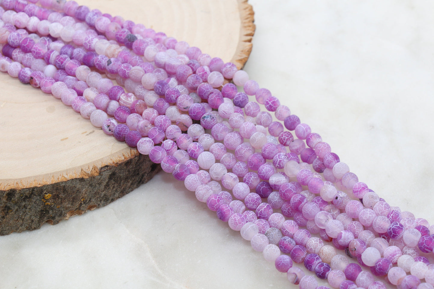 Purple Crackle Agate, Frosted Agate Beads, Matte Round Gemstone Beads, Size 4mm 6mm 8mm 10mm 12mm, Full Strand #112