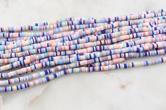 4mm Mix Heishi Beads, Rainbow Mix Polymer Clay Disc Beads, African Disc Beads, Vinyl Heishi, Jewelry Making Beads, Full Strand #541