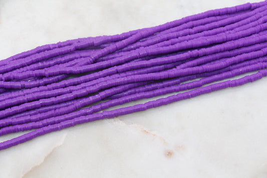 4mm Deep Violet Purple Heishi Beads, Purple Vinyl Heishi Beads, Polymer Clay Disc Beads, African Disc Beads, Vinyl Heishi, Full Strand #566