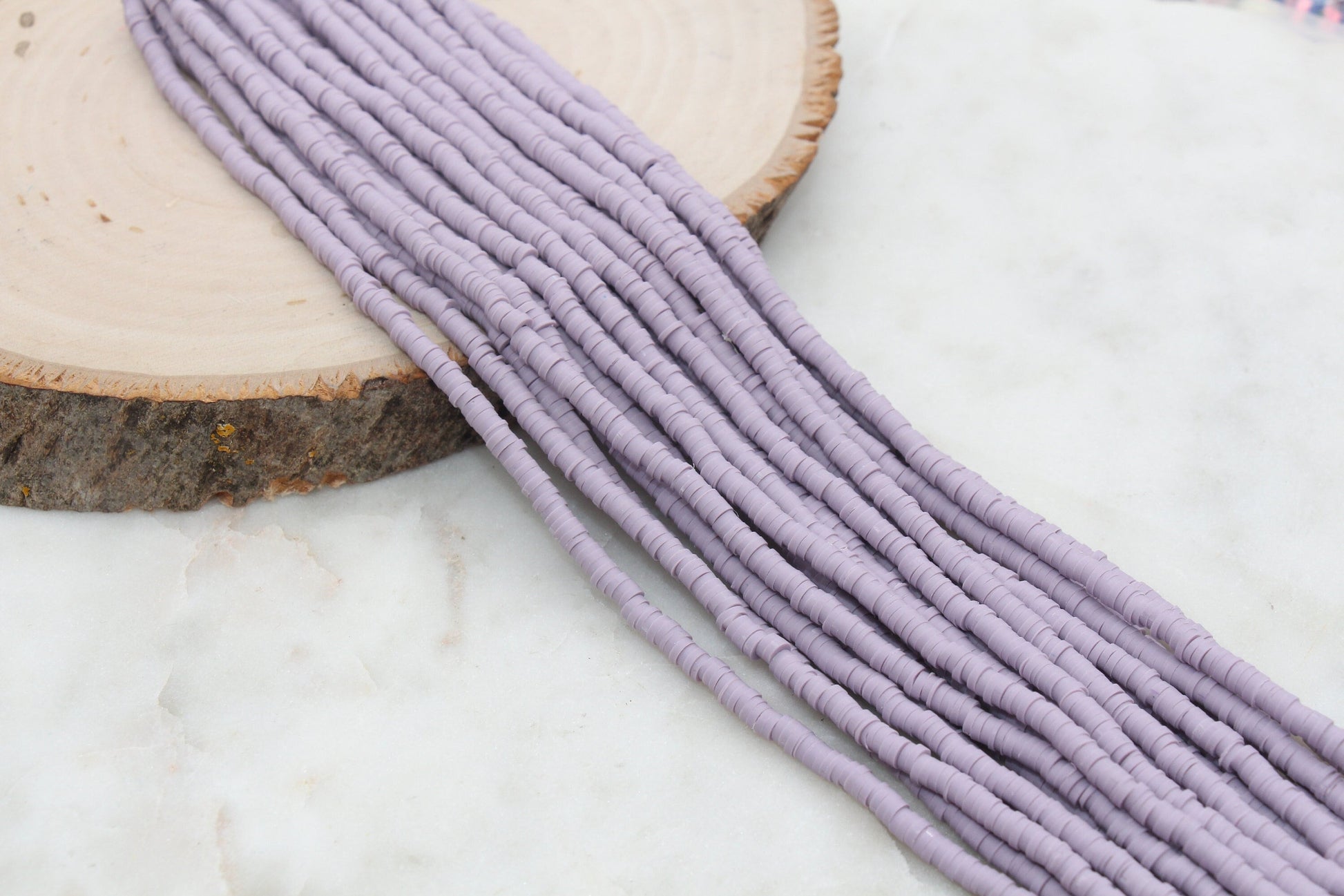 4mm Dusty Purple Heishi Beads, Purple Vinyl Heishi Beads, Polymer Clay Disc Beads, African Disc Beads, Vinyl Heishi, Full Strand #571