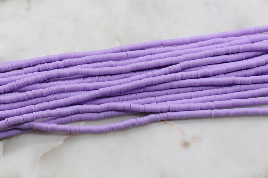 4mm Lavender Heishi Beads, Purple Polymer Clay Disc Beads, African Disc Beads, Vinyl Heishi, Full Strand, Jewelry Making Beads #578