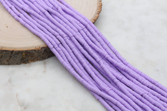 4mm Lavender Heishi Beads, Purple Polymer Clay Disc Beads, African Disc Beads, Vinyl Heishi, Full Strand, Jewelry Making Beads #578